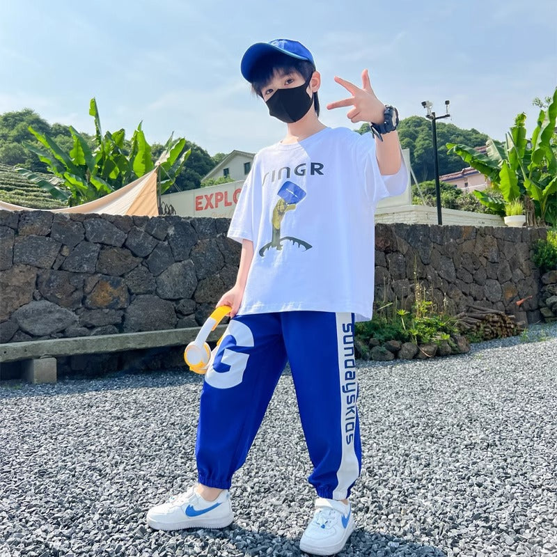 Children's Boys Summer Middle Big Short Sleeve Fashionable Children's Suit
