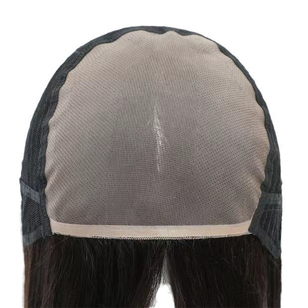 Short Straight Female Sheath Hand Woven Real Hair Wig