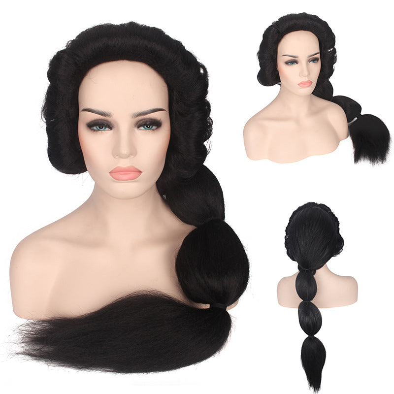 Santa Aladdin Princess Jasmine Fluffy Black Long Cos Wig