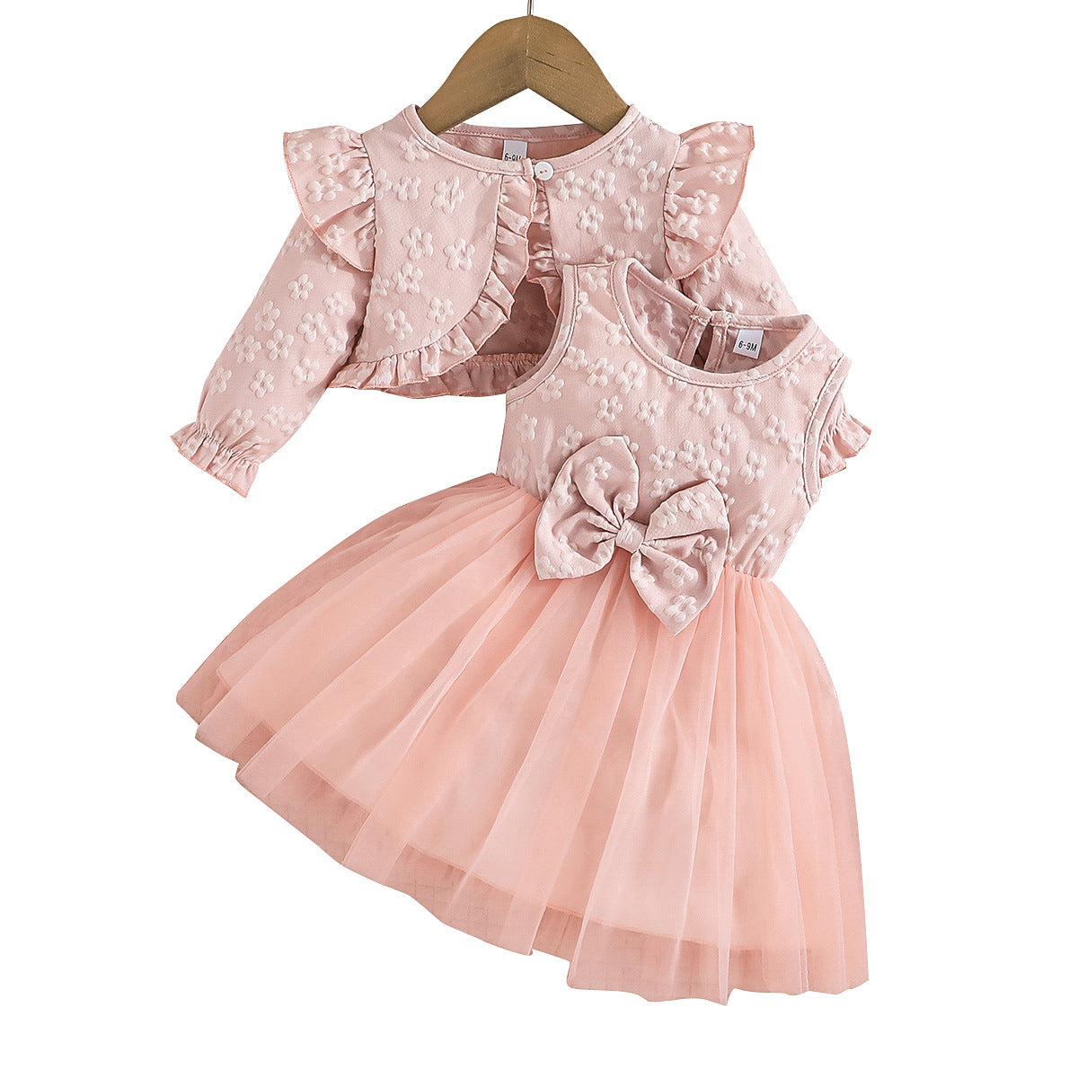 Color Texture Pattern Long Sleeve Coat Fashionable Children's Dress