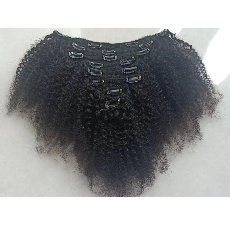 Hairpiece Clip Extension African Qu Afro Small Curly Real Hair Wig