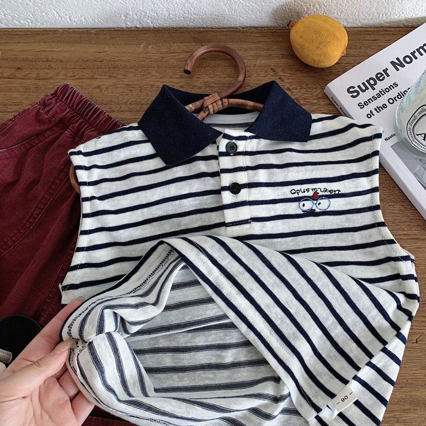 Children's Summer Striped Sleeveless Shirt Clothes Woven Children's T-shirt