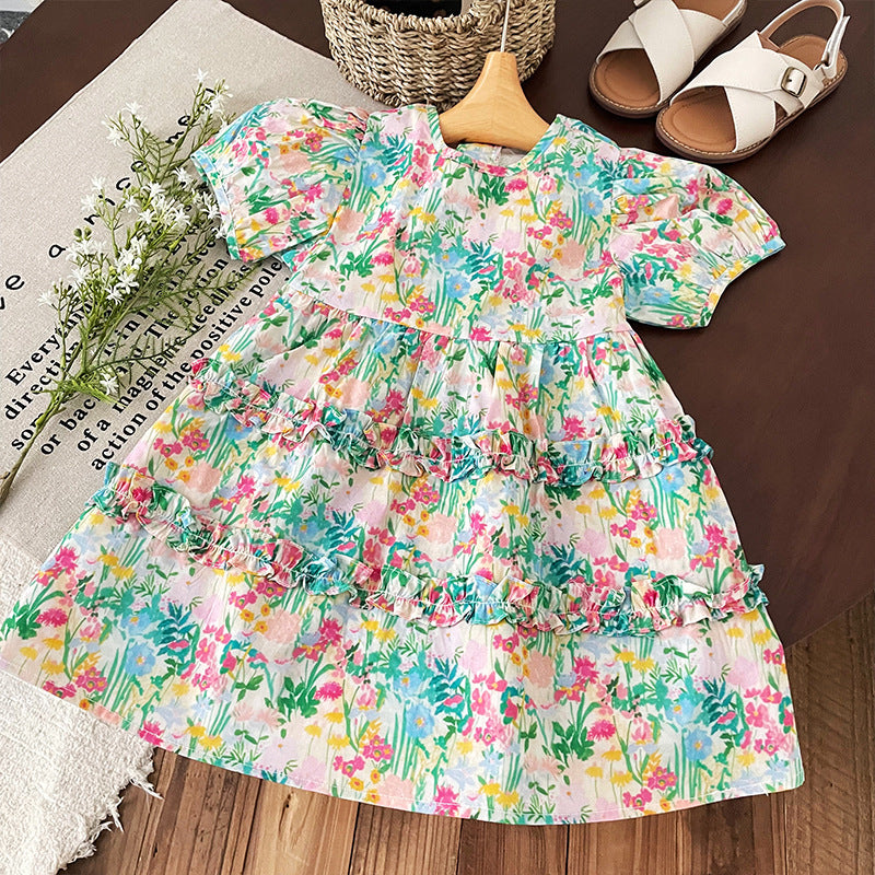 Children's Short Sleeve Printed Vacation Style Boys Summer Cotton Children's Shirt