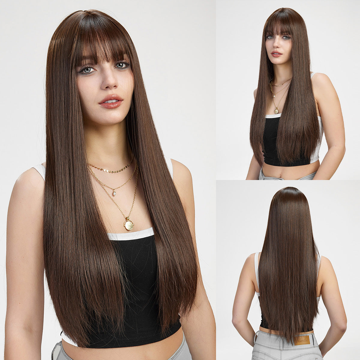 Women's Hair Fashion Hairstyle Lady Fluffy Natural Long Straight Wig