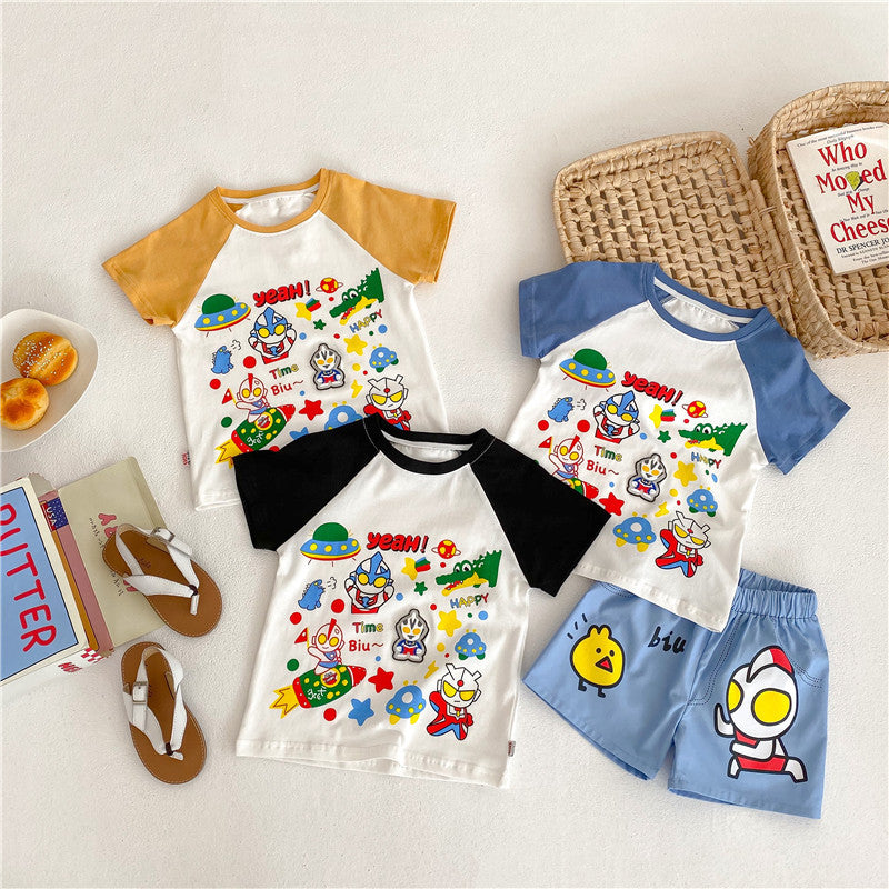 Boys Cute Comfortable Raglan Sleeve Cotton Light Watermark Children's T-shirt