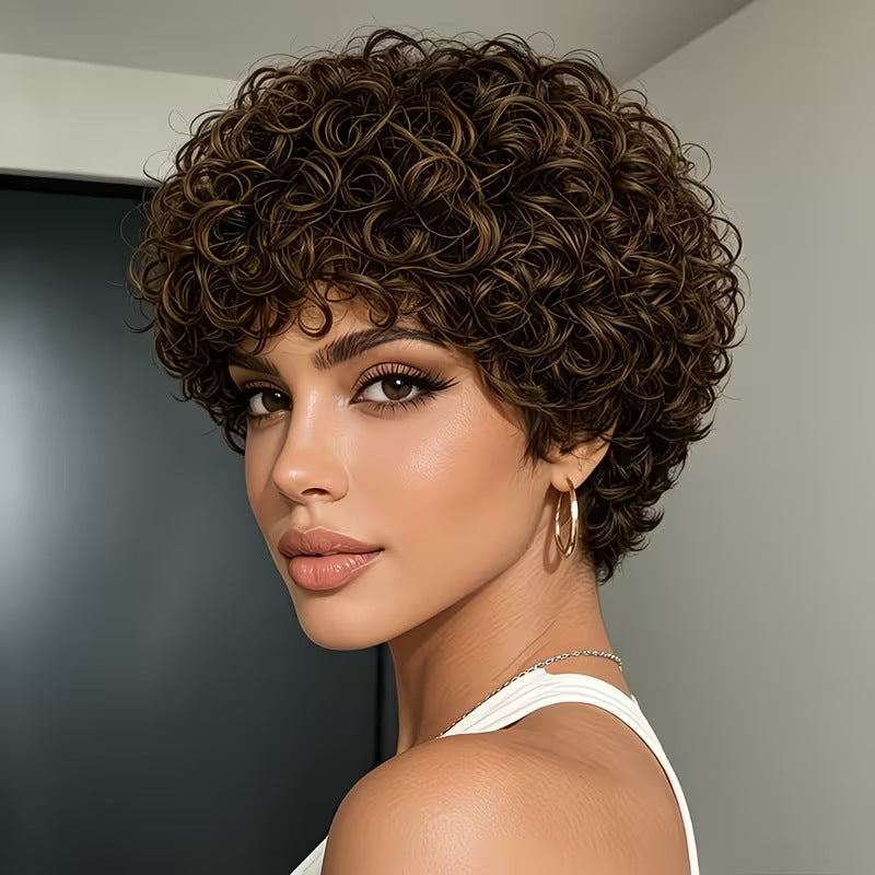Volume Afro Female Fiber Fluffy Curls Wig Short Curly Hair