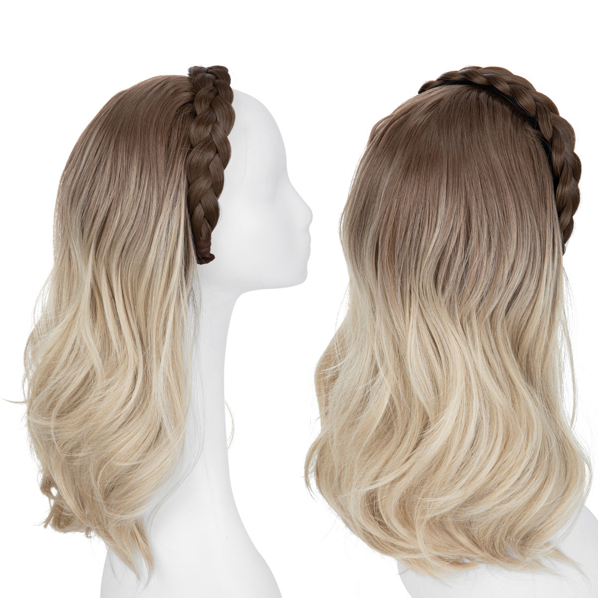 Plaits Headband One-piece Hair Replacement Curly Wig Long Curls