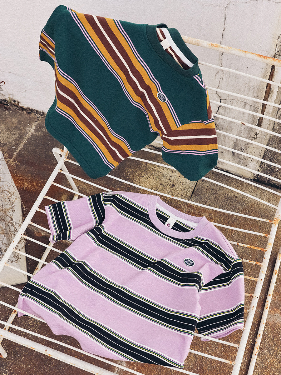 Children's Summer Vintage Stripe Tops Soft Breathable Children's T-shirt