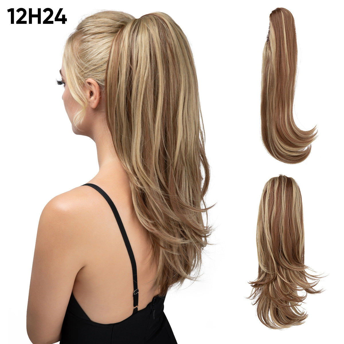 Women's Short Hair Chemical Fiber Height Natural Fluffy Long Curly Jaws Wig Ponytail