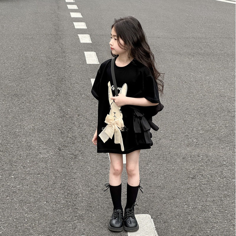 Children's Short-sleeved Big Loose-fitting Western Style Top Clothing Summer Casual Half-sleeve Children's T-shirt