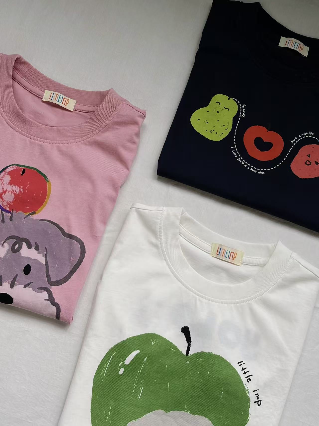Clothes Pure Cotton Cartoon Printed Antibacterial Round Children's T-shirt