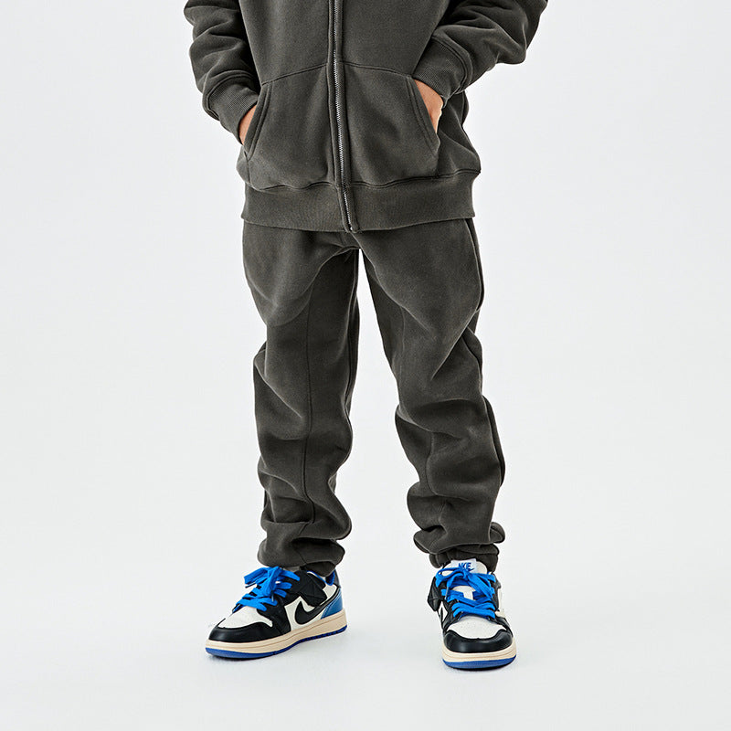 Children's Clothing Gray Series Veet Boys Fashion Thick Children's Pants