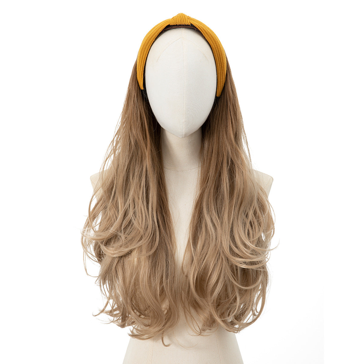 Female Hair Replacement Curly Headband Half Headgear Big Wig Long Curls