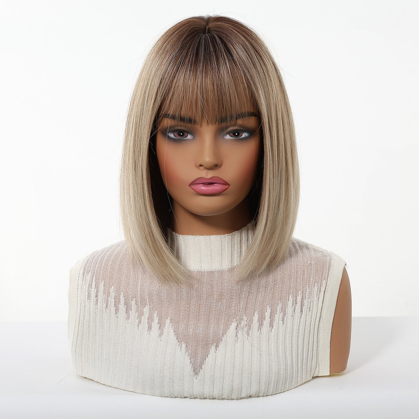 Female Summer Wave Head Clavicle Chemical Wig Short Straight Hair