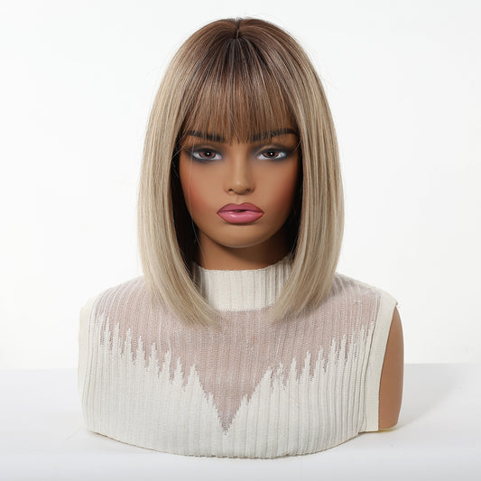 Female Summer Wave Head Clavicle Chemical Wig Short Straight Hair