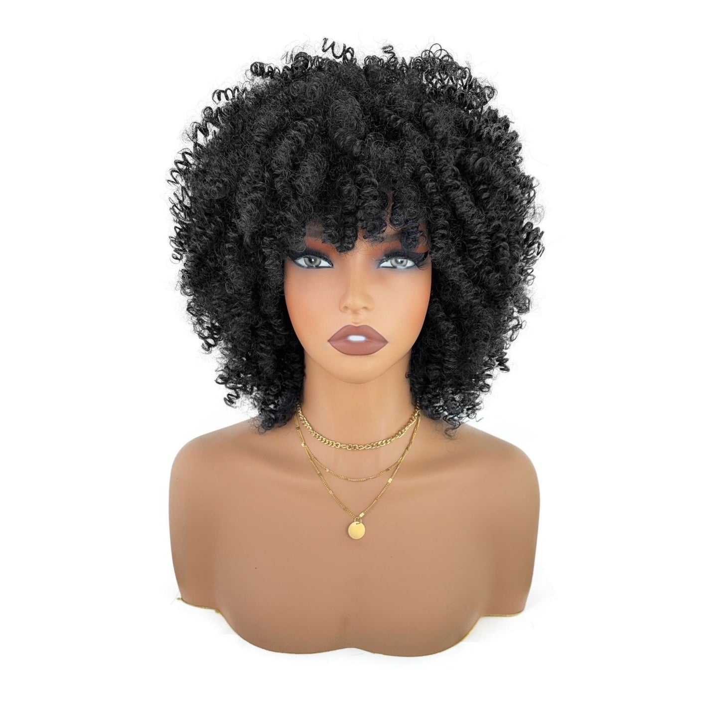 Women's African Wigs With Small Afro Full Wig Short Curly Hair