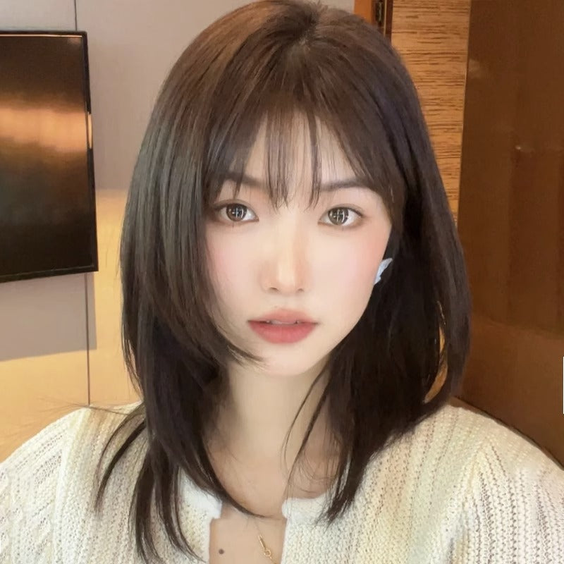 Women's Collarbone Hairstyle Natural Round Face Mid-length Wig Short Straight Hair
