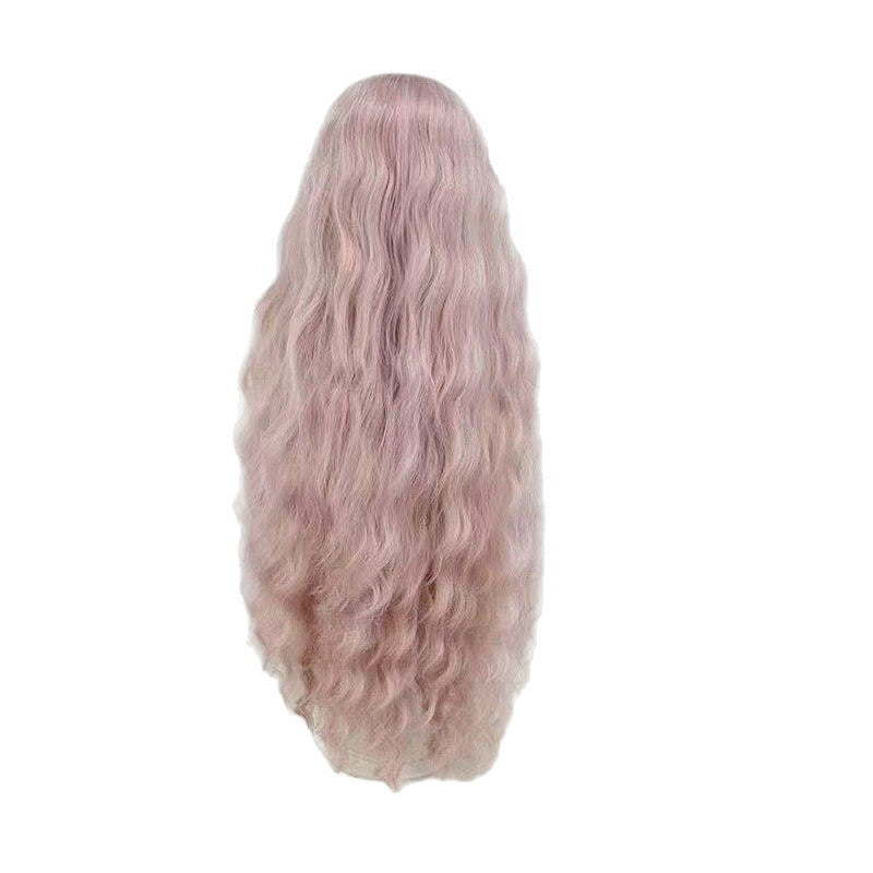 Pink Corn Curler Long Curly Hair Simulation Cos Wig