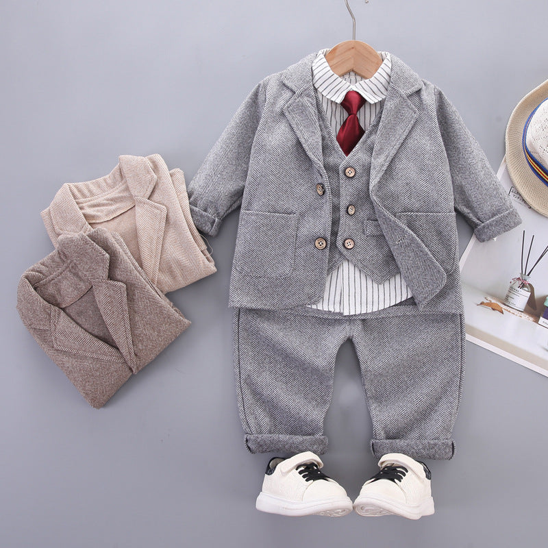 Children's Two Pieces British Birthday Boy Flower Children's Suit