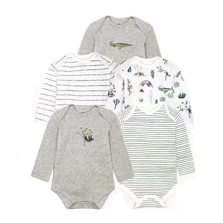 Children's Clothing Infant Rompers Long Sleeve Mixed Color Triangle Jumpsuit, Climbing Suit