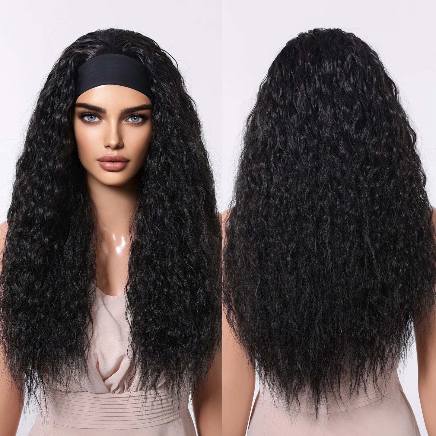 Hair Band Female Black Small Curly Brown Straight Mechanism Wig Long Curls