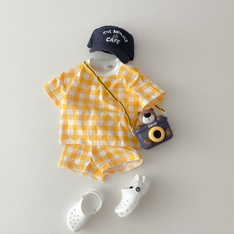 Refreshing Cotton Short Sleeve Summer Love Children's Suit