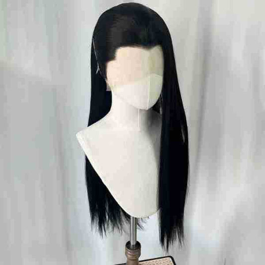 Men's Three-pointed Head Cover Embryo Forehead Lace Hand Long Straight Wig