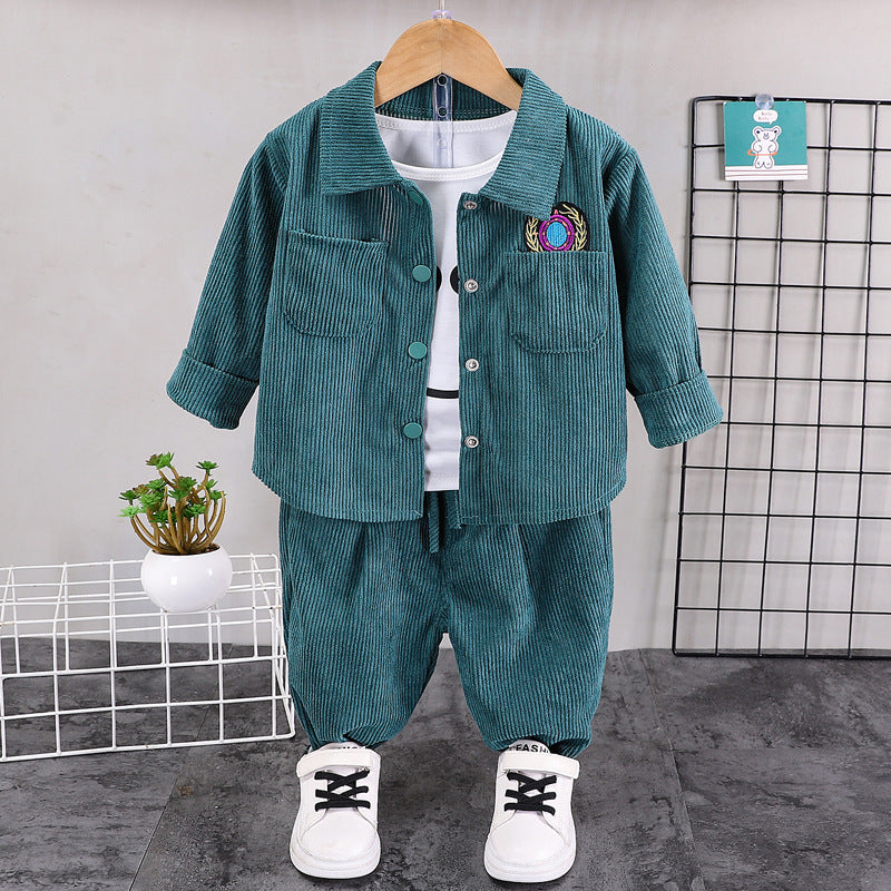 Jacket Autumn Clothes 2 Handsome Korean Style Two-piece Children's Suit
