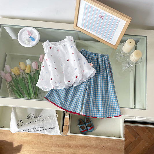 Children's Suit Full Printed Small Flower Jerkin Children's T-shirt