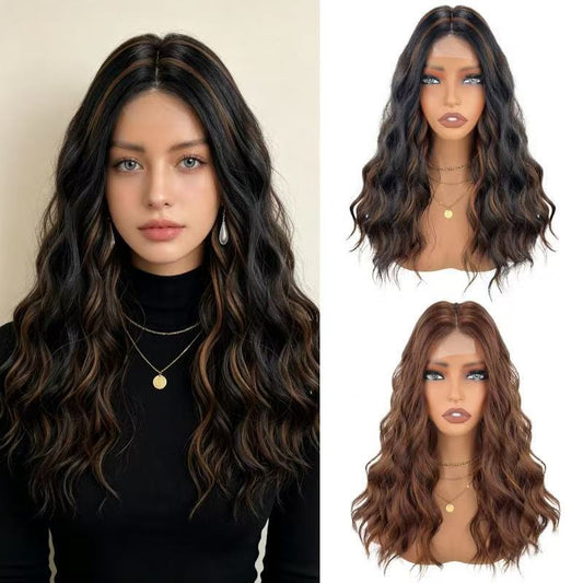 Women's Front Lace Curly Hair Mid-length Fiber Wig Long Curls