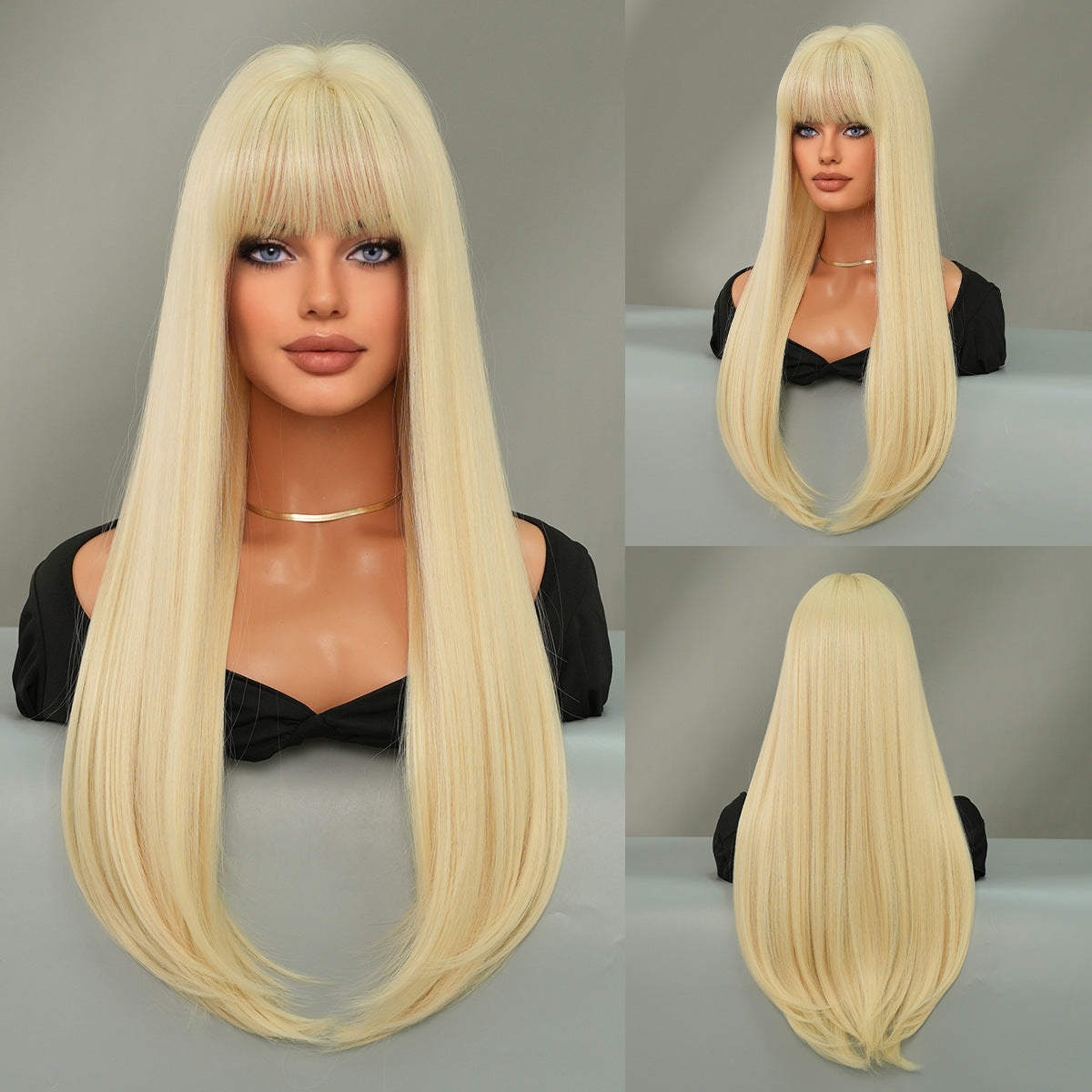 Women's Layered Collarbone Length Haircut Head Dyed Long Straight Wig