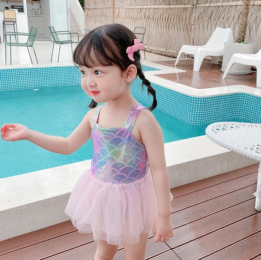 Children's Clothing Summer One-piece Swimsuit Mermaid Rainbow Jumpsuit, Climbing Suit