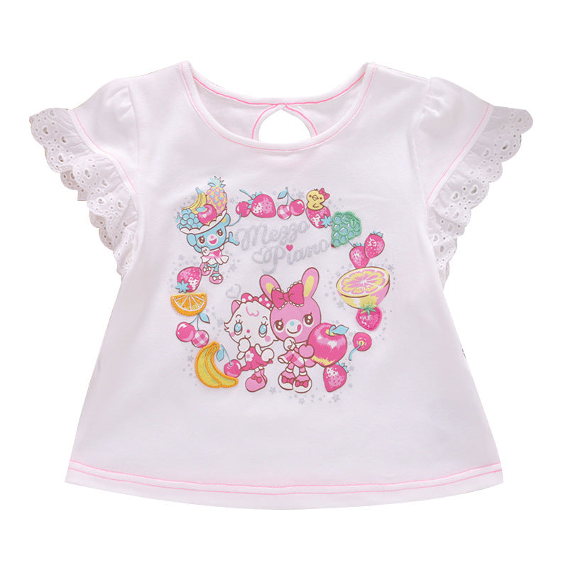 Style Cartoon Cute Pianist Rabbit Fruit Short Children's T-shirt