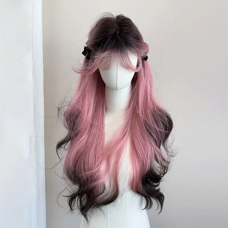 Women's Synthetic Role Play Gradient Beige Pink Wig Long Curls
