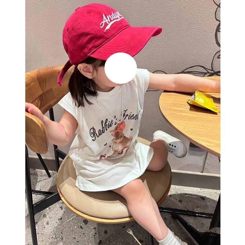 Children's Summer Comfortable Vest T-shirt Skirt Korean Style Sleeveless Cartoon Cute Children's Dress