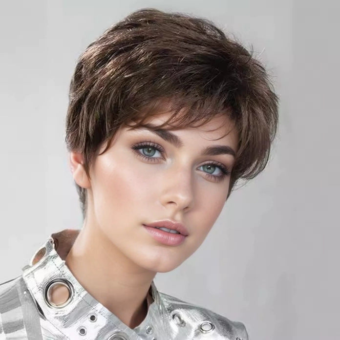 Women's Straight Natural Texture Fluffy Rose Net Wig Short Curly Hair