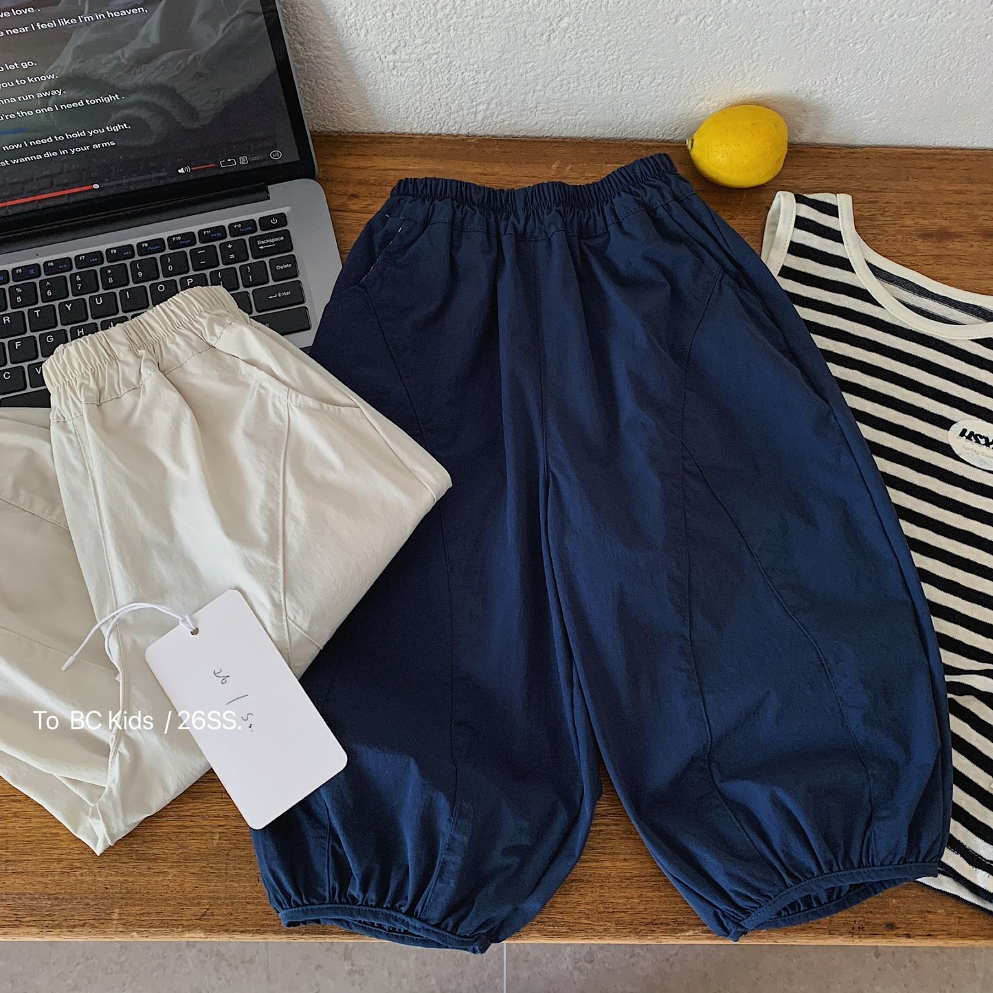 Children's Boy Summer Korean Style Solid Color Casual Cropped Children's Pants