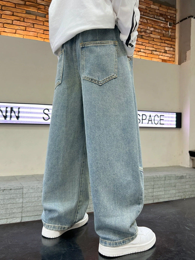 Children's Big Boy Pu Fried Street Sports Spring Children's Pants