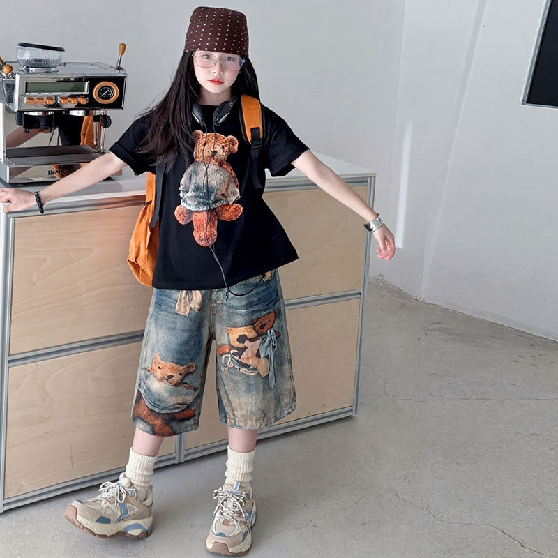 Children's Jeans Fashionable Korean Style Medium Big American Bear Children's Pants