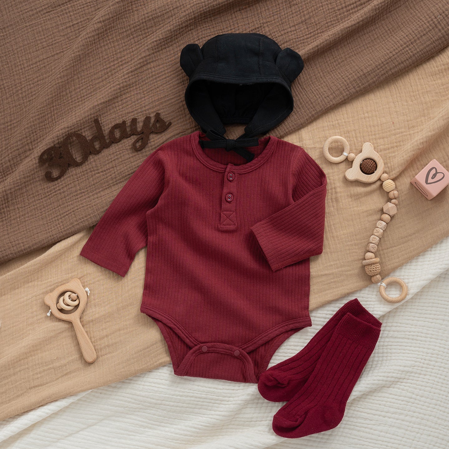 Infant Born Red Days Old One Month Clothing Festive Long-sleeved Jumpsuit, Climbing Suit