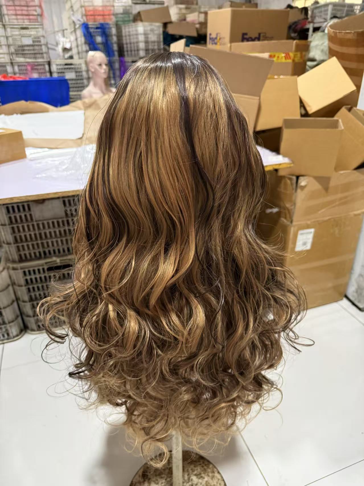 Lace Chemical Fiber Half Hand Crocheting Wig Long Curls