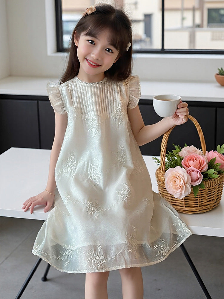 Children's Embroidered Cheongsam Skirt Chinese Style Teenager Clothing Western Vest Children's Dress