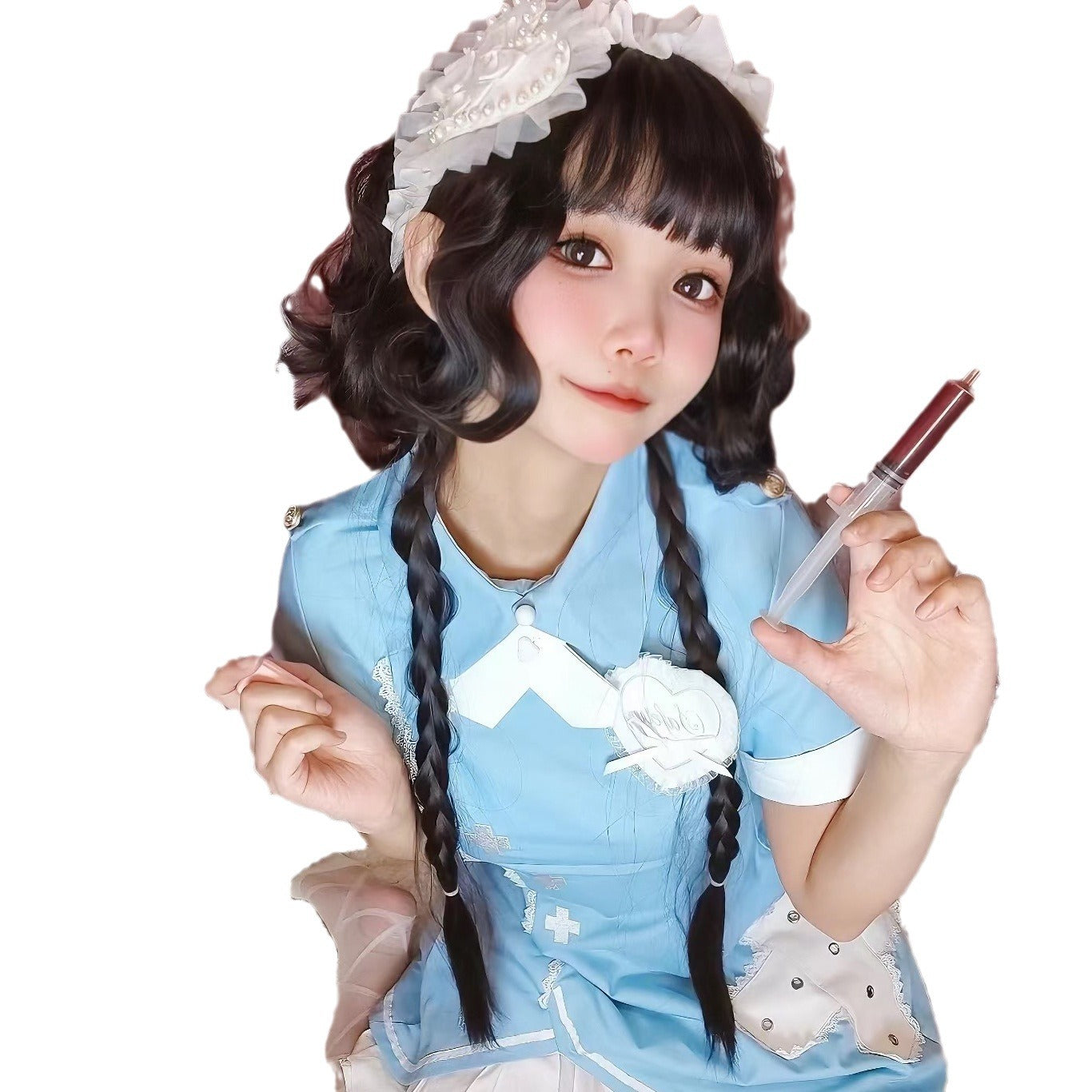 Lolita Jellyfish Head Can Tie Double Ponytail Wig Short Curly Hair