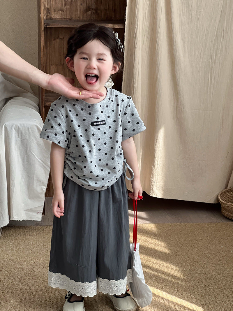 For Little Baggy Straight Trousers Lace Children's Pants