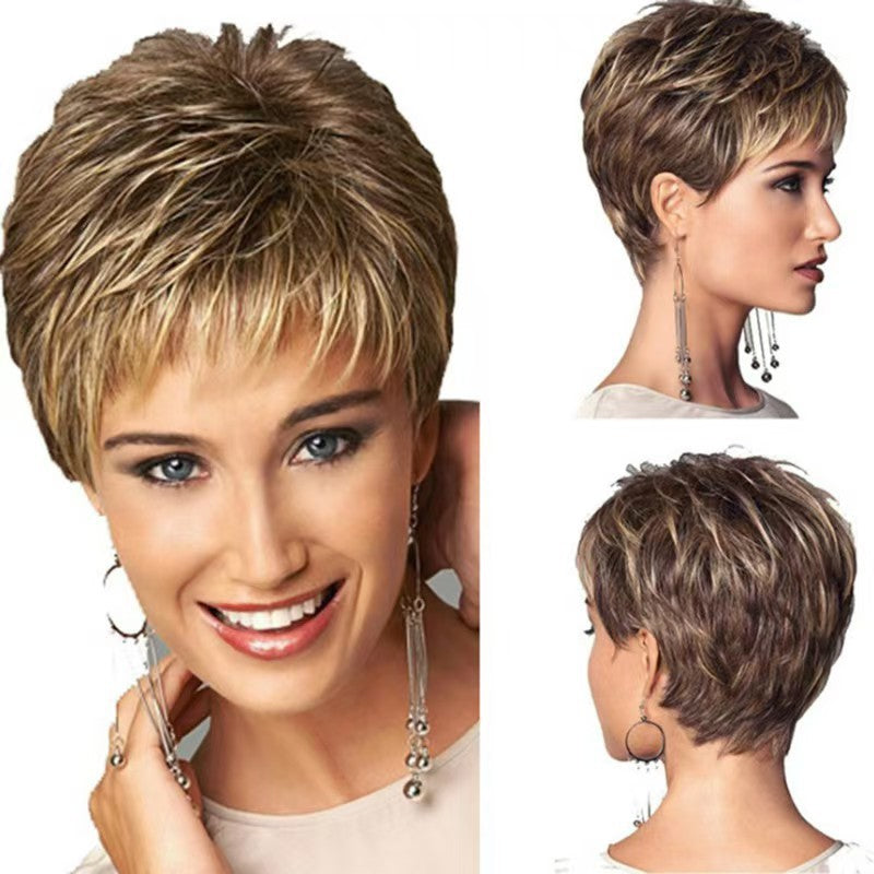 New Women's Mixed Color Chemical Fiber Wig Short Curly Hair
