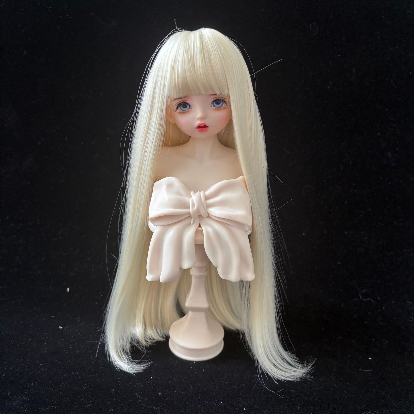 Soft Silk Optional Bangs Long Straight Hair Points Doll Head Cos Wig