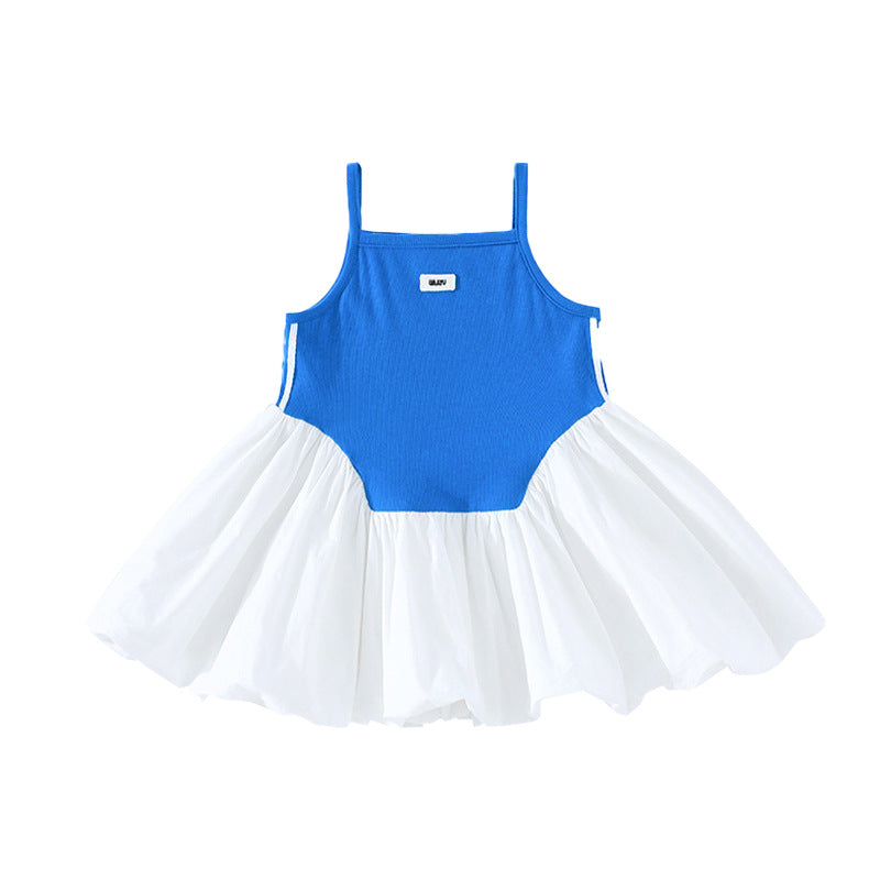 Children's Summer Mountain Fake Two-piece Skirts Clothing Contrast Color Breathable Children's T-shirt