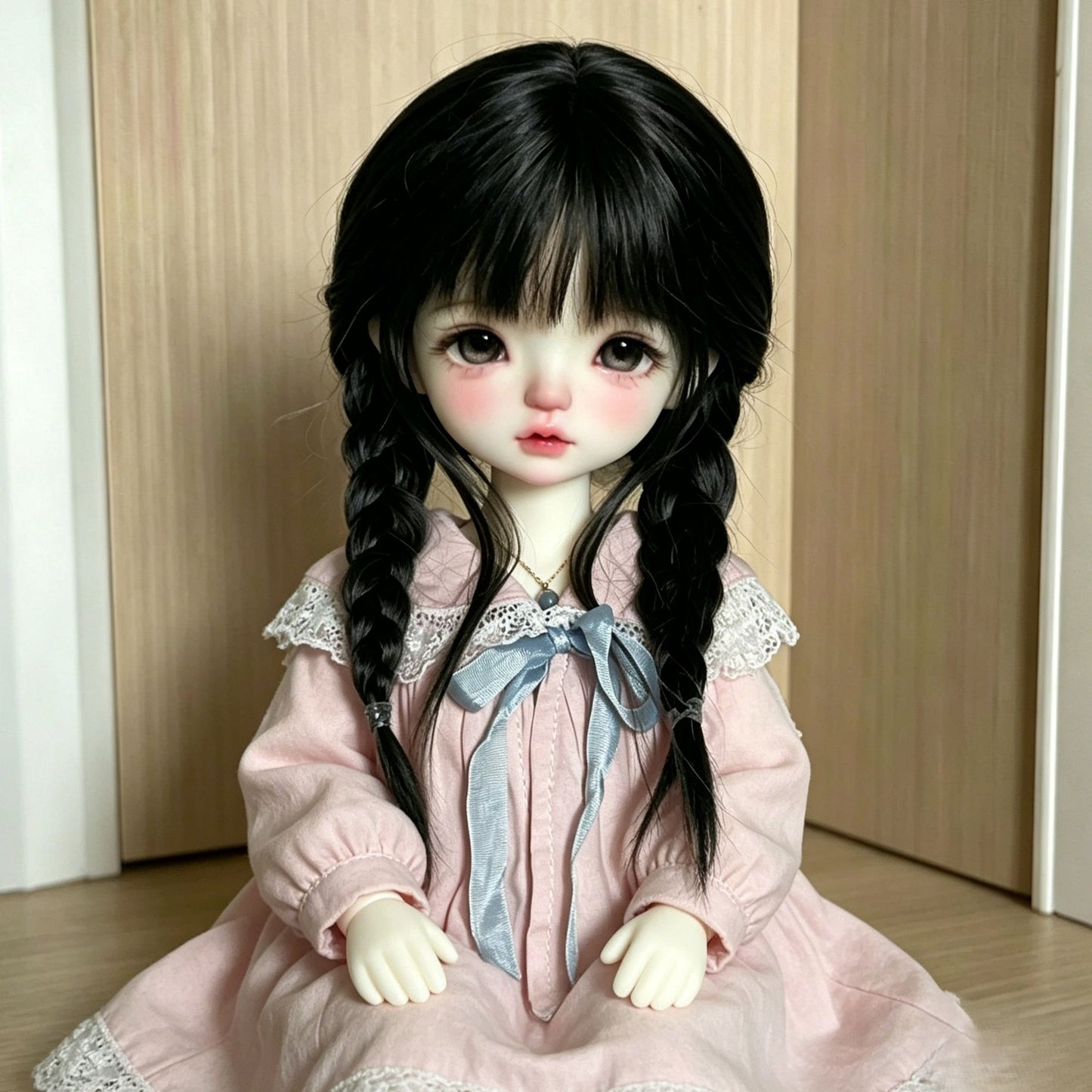 Doll Points Black Straight Bangs Double Cos Wig