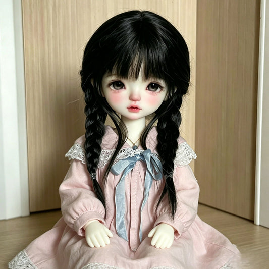 Doll Points Black Straight Bangs Double Cos Wig