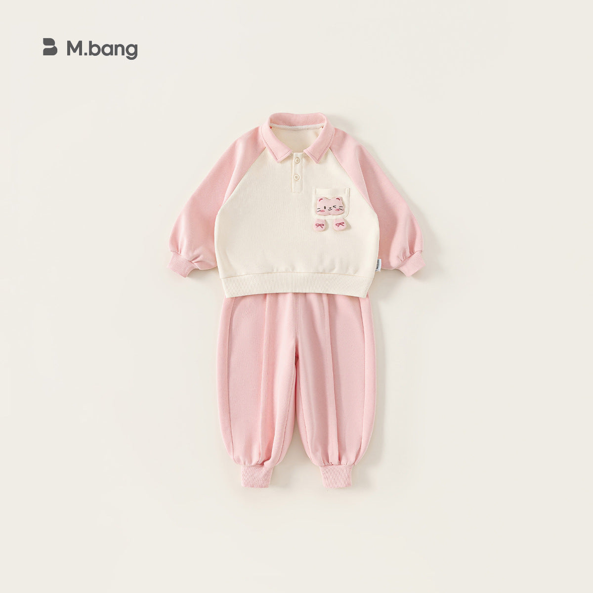 Children's Clothing Pink Sportswear Collar Top Ankle Children's Suit
